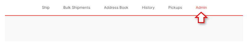 Admin tab location in the Priority Shippers navigation