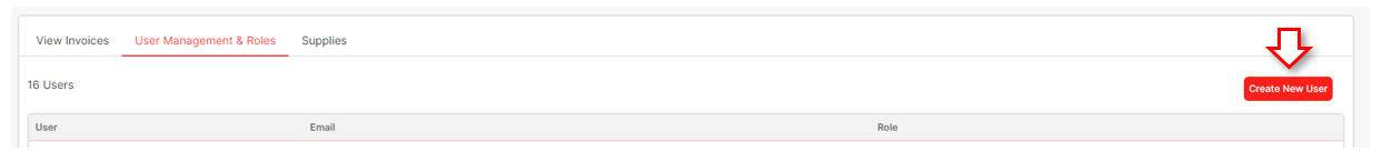 Create New User button in User Management