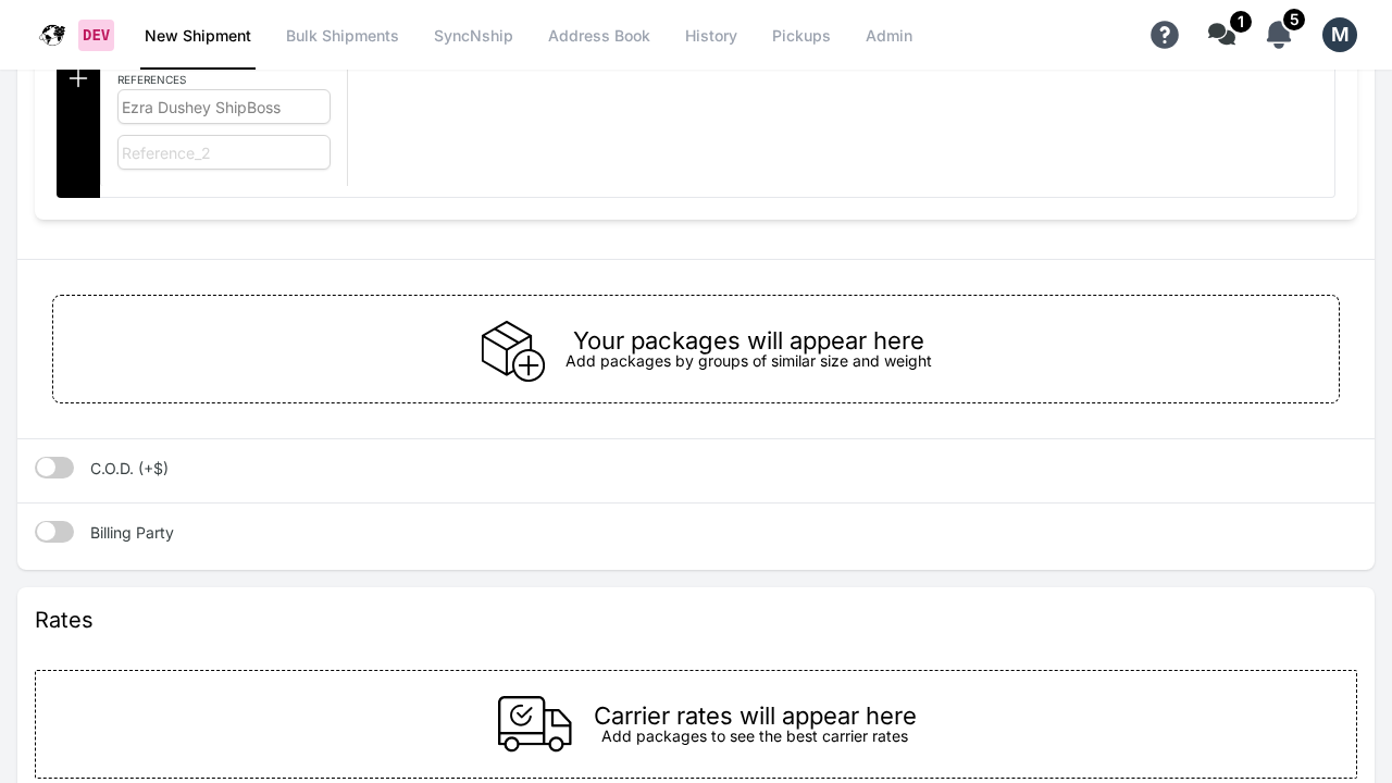 Priority Shippers C.O.D. and Billing Party toggles for third-party billing