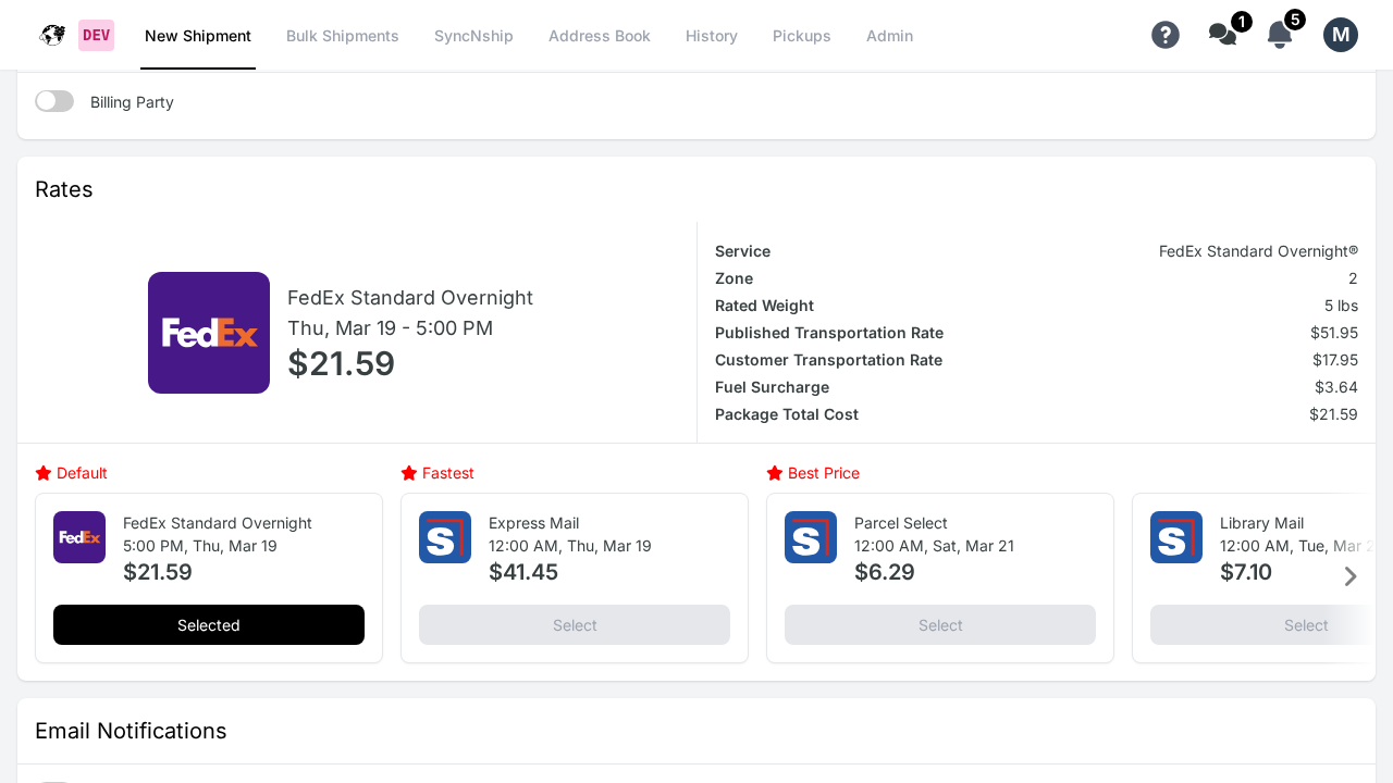 Priority Shippers rate results showing carrier options with Default, Fastest, and Best Price highlighted