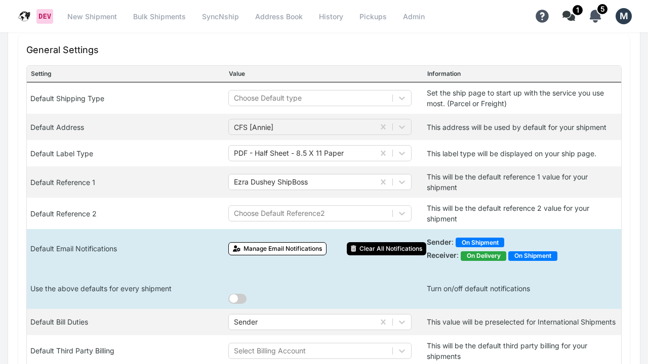 Priority Shippers General Settings showing Default Reference 1 and Default Reference 2 dropdowns