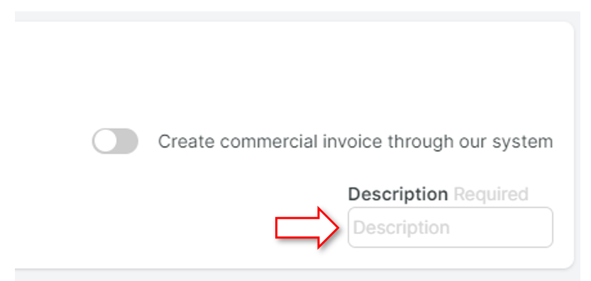 Description field for the item