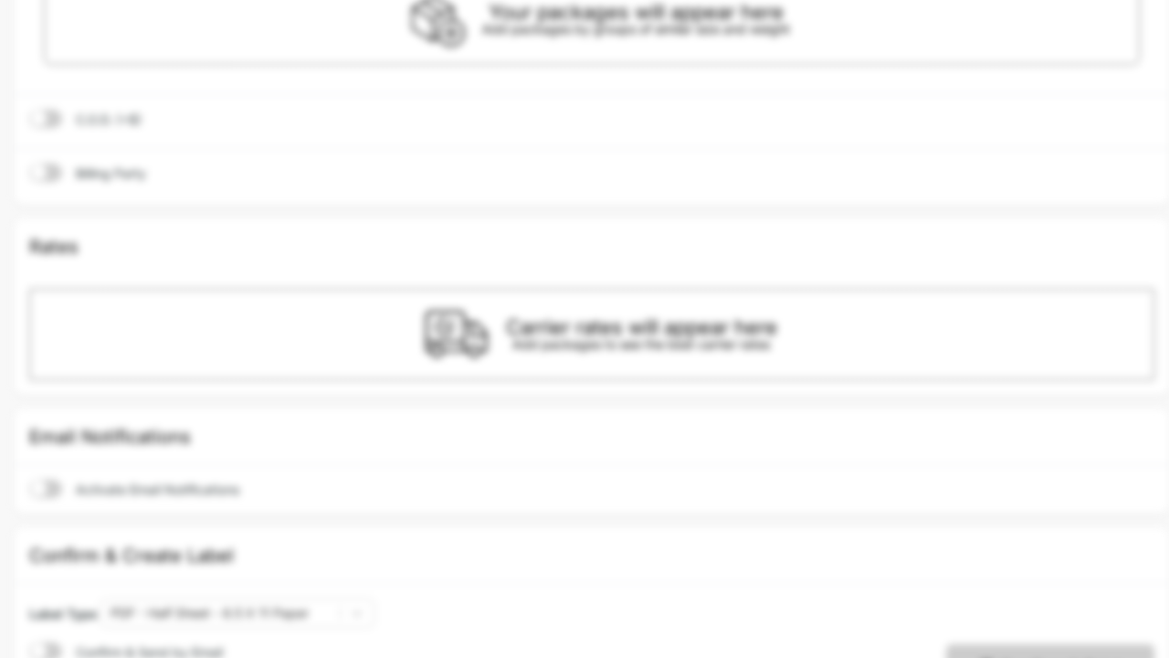 Priority Shippers Label Type dropdown showing available label formats